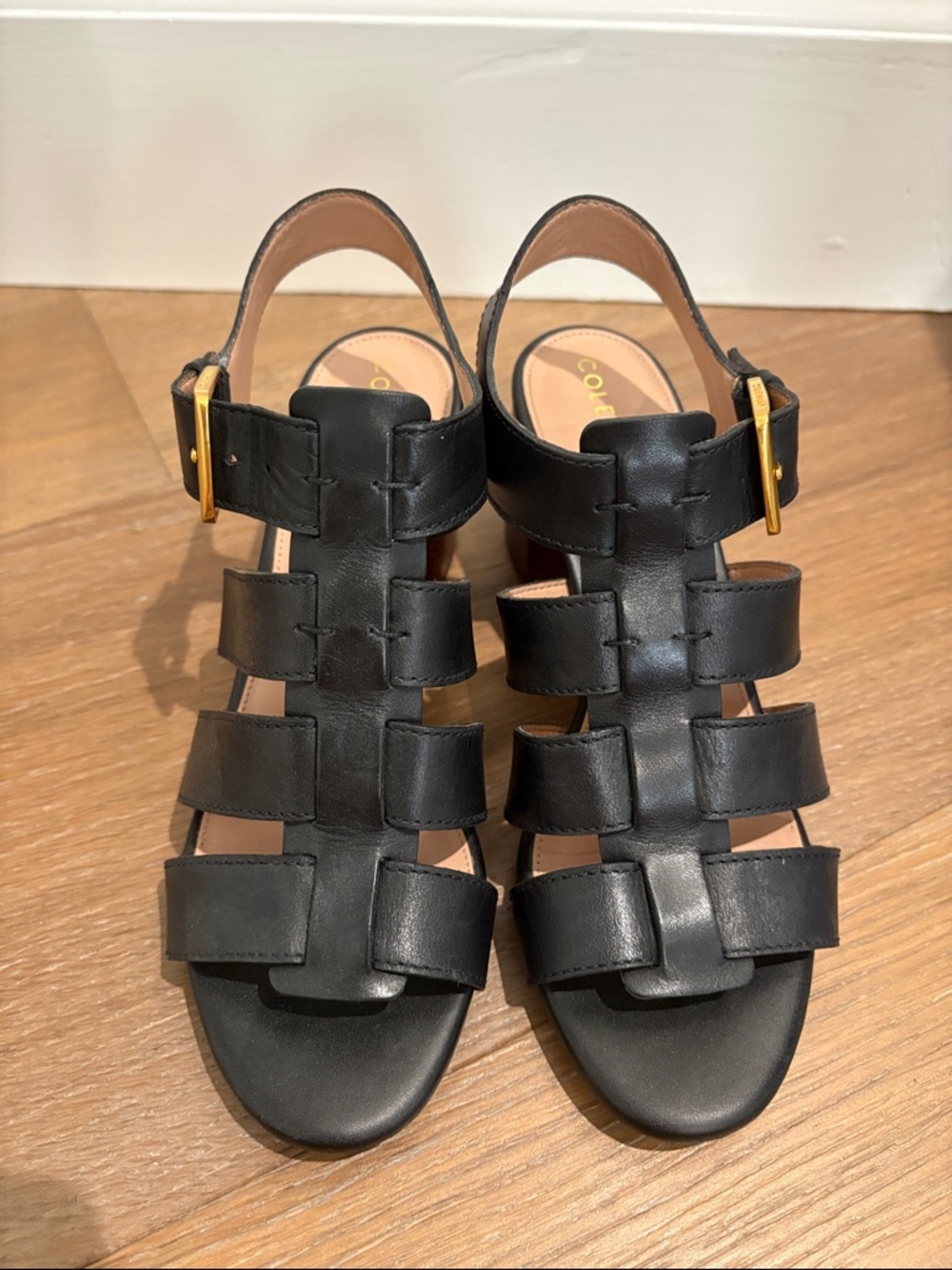 Cole Han Women's Black Strappy Block Heel Sandals - Picture 2 of 7